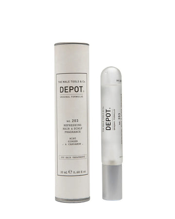 Depot 203 Refreshing Hair & Scalp Fragance Mint Ginger & Cardamom (20ml) - Fragancia Refrescante para Cabello y Cuero Cabelludo Menta, Jengibre y Cardamomo