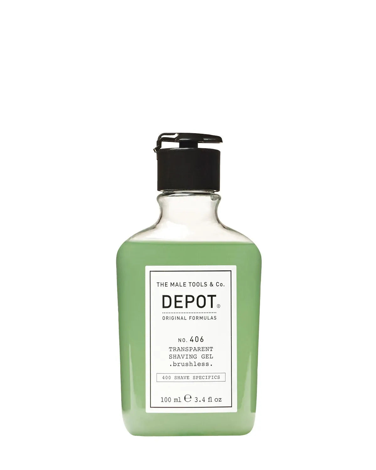Depot 406 Transparent Shaving Gel Brushless - Gel Transparente para Afeitar (Sin Brocha)