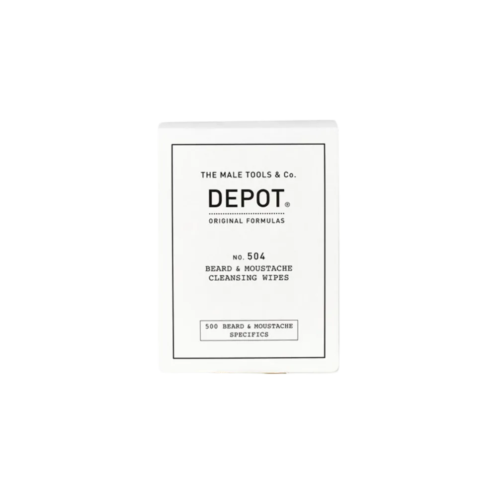 Depot 504 Beard & Moustache Cleansing Wipes 12 pcs.-No. 504 Toallitas Higiénicas para Bigote y Barba